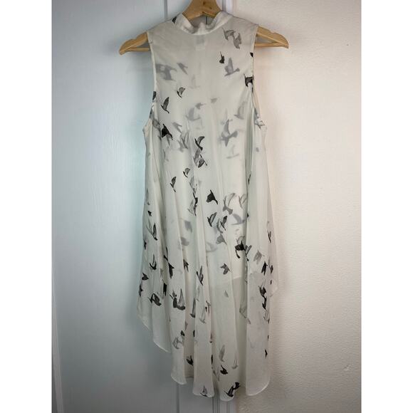Haute Hippie Women's S Cream Black Flying Birds Flowy Silk Tank Top - Picture 6 of 9